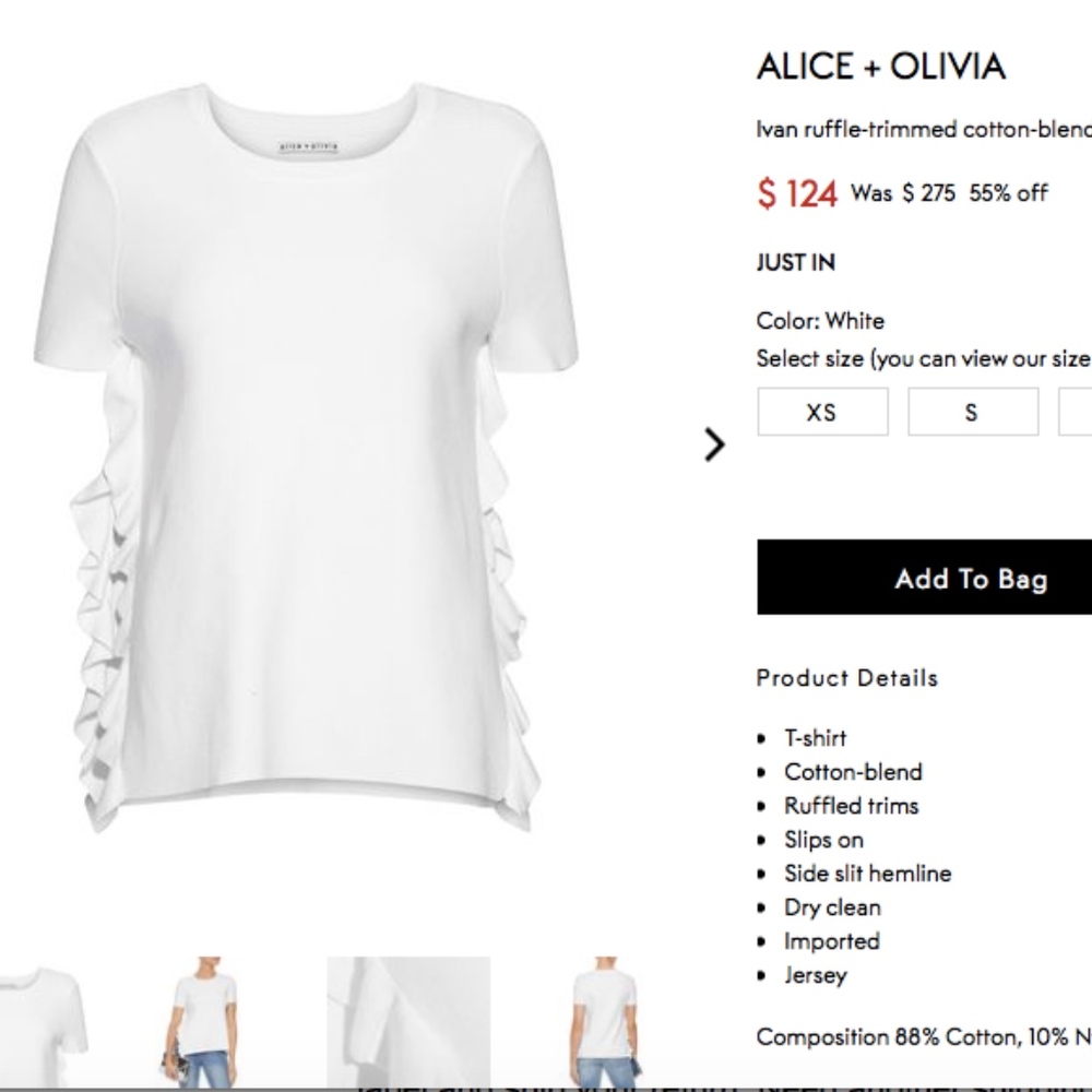 NWT Alice + Olivia Short Sleeve Ruffle Top M